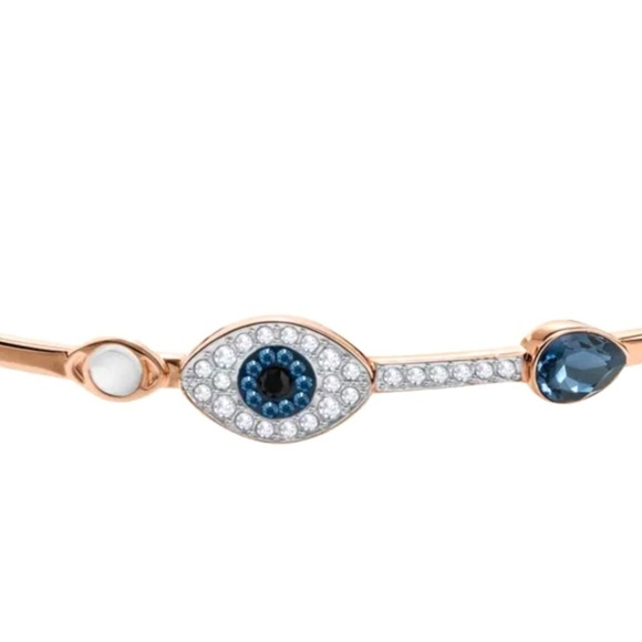 SWAROVSKI • Rose Gold Symbolica Bangle Evil Eye Bracelet - Picture 2 of 10